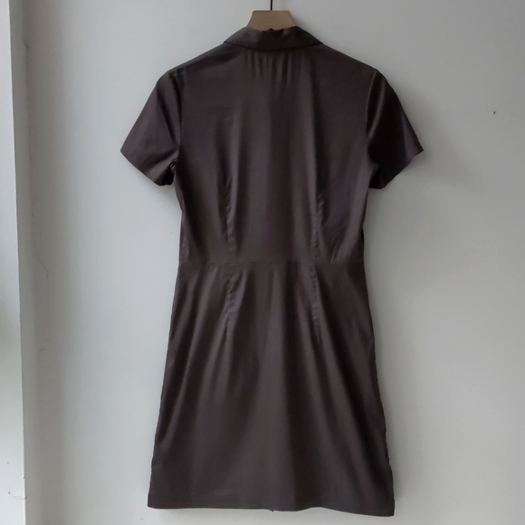 Theory Short Sleeve Shirt Dress Brown Women's 4 - Picture 3 of 6